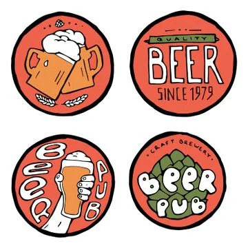 Beer pub posters, stickers, emblems Stock Illustration