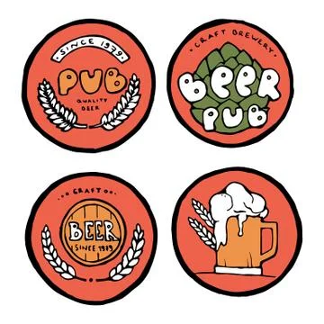 Beer pub posters, stickers, emblems Stock Illustration
