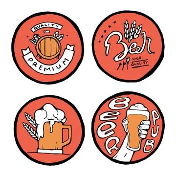 Beer pub posters, stickers, emblems Stock Illustration