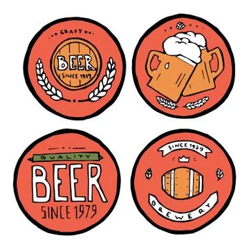 Beer pub posters, stickers, emblems Stock Illustration