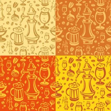 Beer pub seamless patterns Stock Illustration