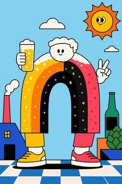 Beer Rainbow Character Illustration 스톡 일러스트