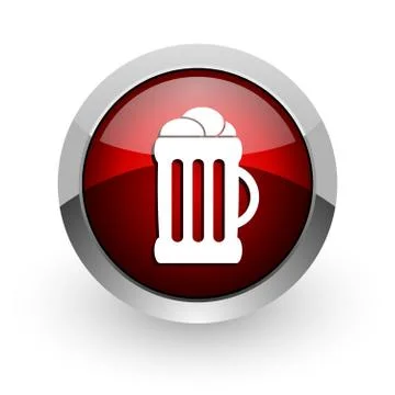 Beer red circle web glossy icon. Illustrazione stock