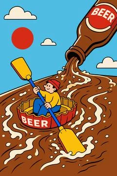 Beer River Adventure Stock Illustration