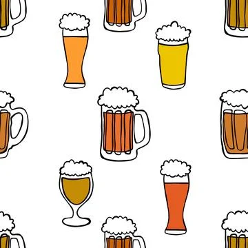 Beer seamless octoberfest pattern for wrapping paper and menu and clothes Stock Illustration
