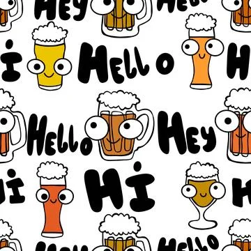Beer seamless octoberfest pattern for wrapping paper and menu and clothes Illustrazione stock