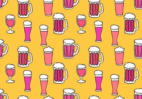Beer seamless octoberfest pattern for wrapping paper and menu and clothes イラスト素材