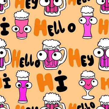Beer seamless octoberfest pattern for wrapping paper and menu and clothes Illustrazione stock