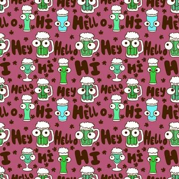 Beer seamless octoberfest pattern for wrapping paper and menu and clothes 스톡 일러스트