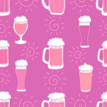 Beer seamless octoberfest pattern for wrapping paper and menu and clothes Stock Illustration
