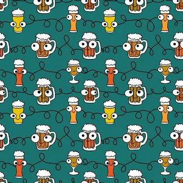 Beer seamless octoberfest pattern for wrapping paper and menu and clothes Stock Illustration