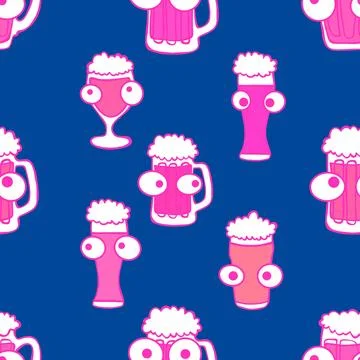 Beer seamless octoberfest pattern for wrapping paper and menu and clothes 스톡 일러스트