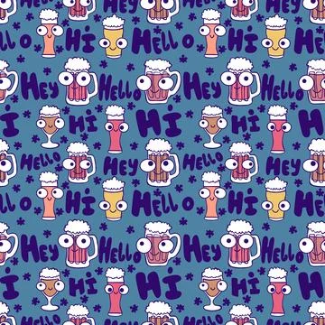 Beer seamless octoberfest pattern for wrapping paper and menu and clothes Stock Illustration