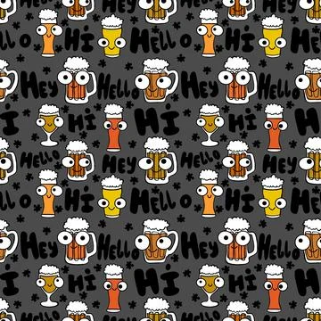 Beer seamless octoberfest pattern for wrapping paper and menu and clothes Stock Illustration
