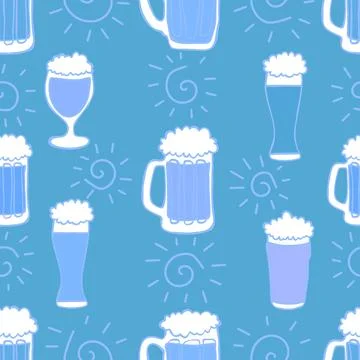 Beer seamless octoberfest pattern for wrapping paper and menu and clothes Illustrazione stock