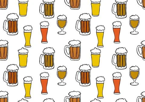 Beer seamless octoberfest pattern for wrapping paper and menu and clothes Illustrazione stock