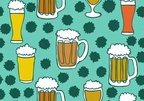 Beer seamless octoberfest pattern for wrapping paper and menu and clothes Illustrazione stock
