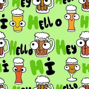 Beer seamless octoberfest pattern for wrapping paper and menu and clothes Stock Illustration