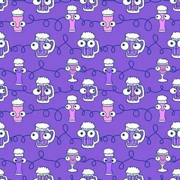 Beer seamless octoberfest pattern for wrapping paper and menu and clothes Illustrazione stock