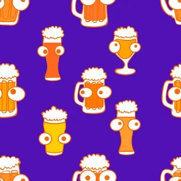Beer seamless octoberfest pattern for wrapping paper and menu and clothes Illustrazione stock