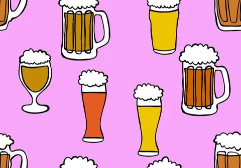 Beer seamless octoberfest pattern for wrapping paper and menu and clothes Stock Illustration