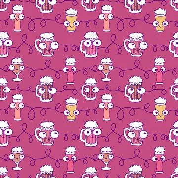 Beer seamless octoberfest pattern for wrapping paper and menu and clothes 스톡 일러스트