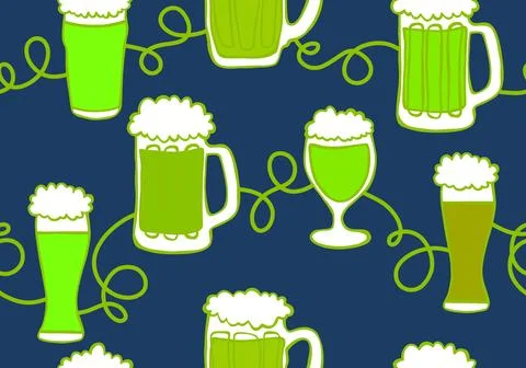 Beer seamless octoberfest pattern for wrapping paper and menu and clothes Stock Illustration