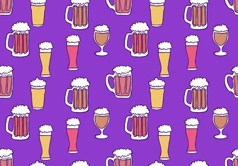 Beer seamless octoberfest pattern for wrapping paper and menu and clothes 스톡 일러스트