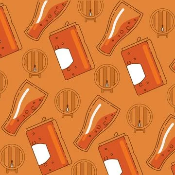 Beer seamless pattern background Vector Stock Illustration