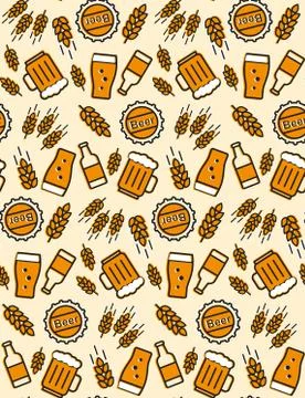 Beer seamless pattern. Vector background. Stockillustratie