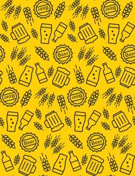 Beer seamless pattern. Vector background. Stock Illustration