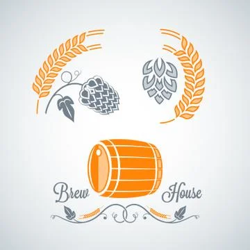 Beer set design labels Stock Illustration