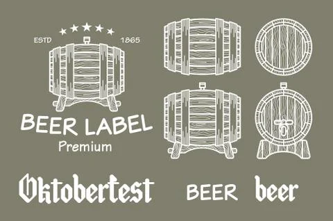 Beer set elements chalkboard octoberfest vector Stockillustratie