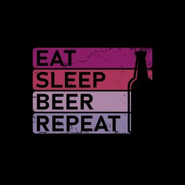 Beer sleep beach repeat icon sign vector T-SHIRT Stock Illustration