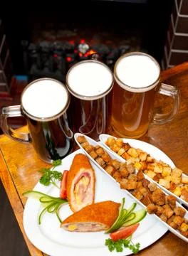 Beer with snack Foto stock