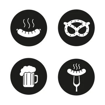 Beer snacks icons set Stock Illustration
