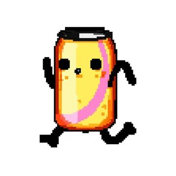 Beer soda can character pixel art vector illustration Stock Illustration