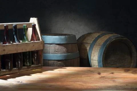 Beer still life on the table empty place Stock Photos