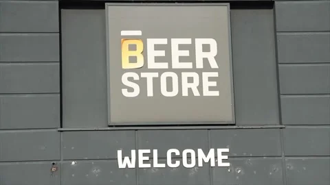 The beer store sign logo on front of store Stock Footage 249755284
