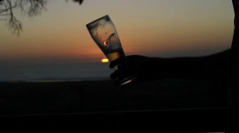 Beer Sundowner at Sunset Stock Footage 50017890