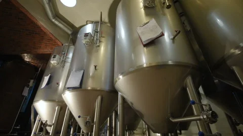 Beer tanks and equipment for brewing close up Stock Footage 100522053
