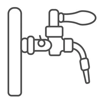 Beer tap, beer dispensing system thin line icon, brewery concept, draft beer Stock Illustration