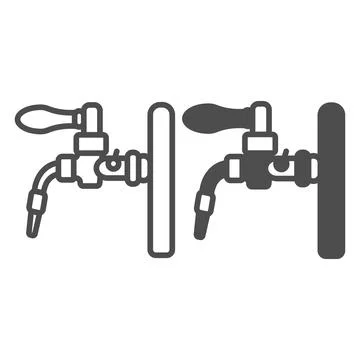 Beer tap, beer dispensing system line and solid icon, brewery concept, draft イラスト素材