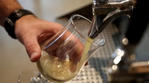 Beer Tap Fill Up Slow Mo Stock Footage 99012158