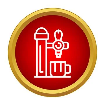 Beer tap icon pouring draught into cup Stock Illustration