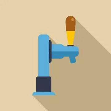 Beer tap with long shadow flat design Stock Illustration