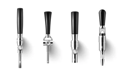 Beer tap mockups set isolated on white background Stock Illustration