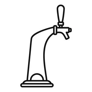 Beer tap pulling handle serving draft beverage line art Illustration