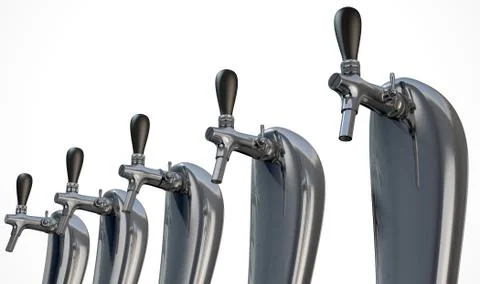 Beer tap row isolated Stock Illustration