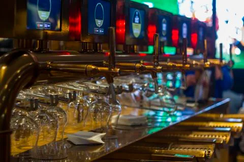 Beer tap in a row Stock Photos